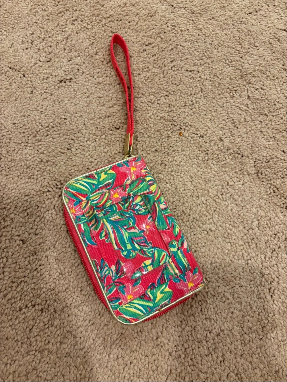 Lilly Pulitzer Coral Floral Wristlet
